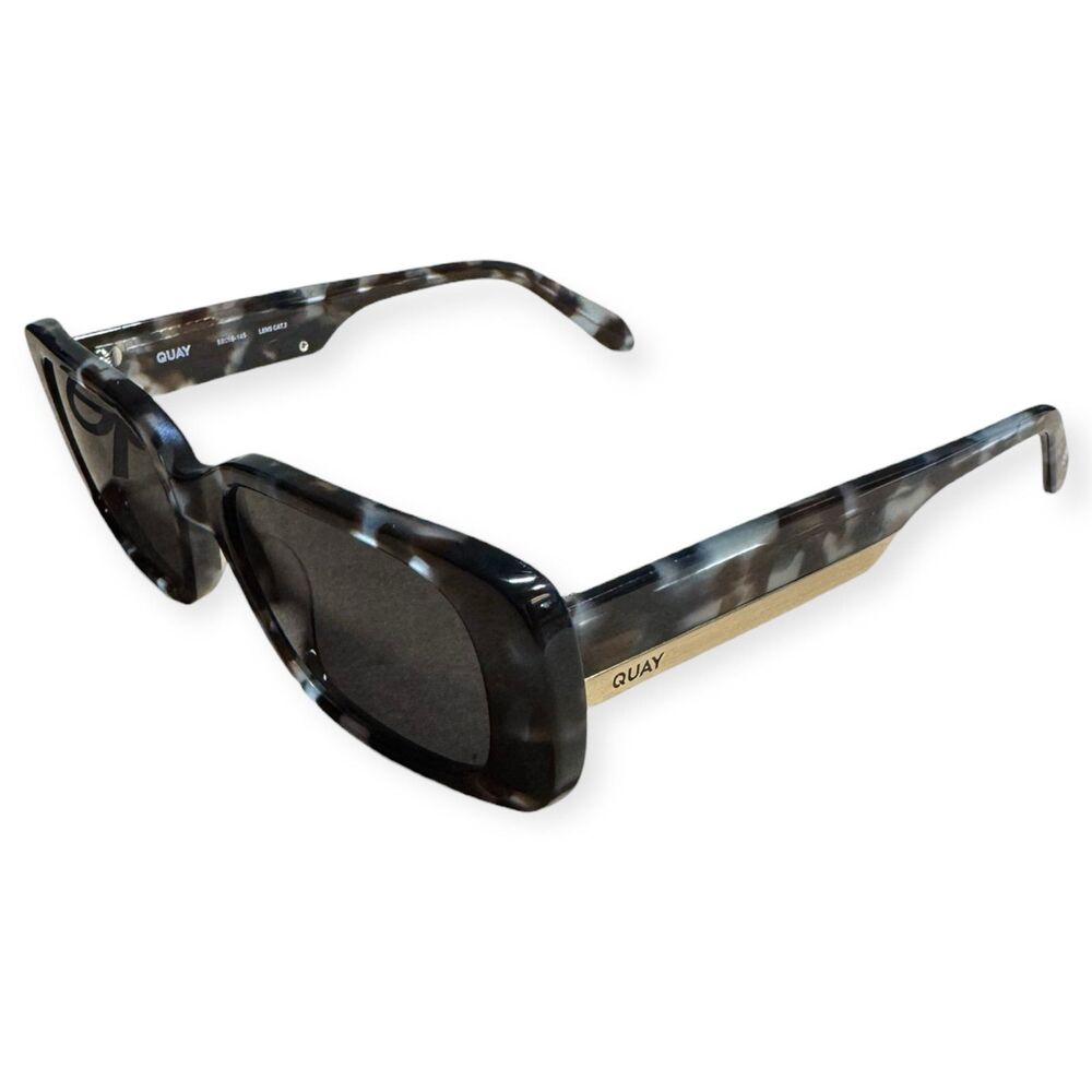Quay Karma Rectangle Sunglasses Storm Frames‎ Smoke Lenses Sleek Shades 145mm
